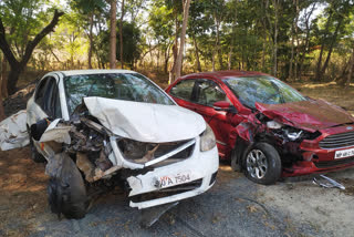 A collision between two cars on the Dharakhoh river bridge at Ghodongri in Betul