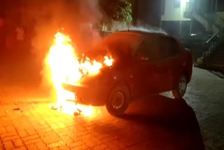 car caught fire Umarkhed municipal premise