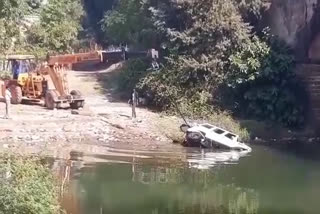 Car fell into the river