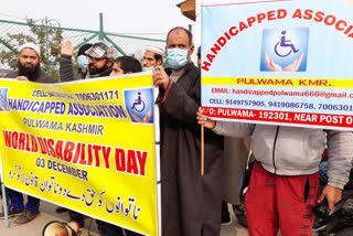 Word disability day: People with Disabilities Protest in Pulwama