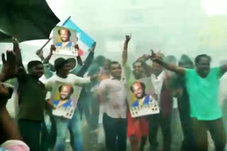 Fans of Rajinikanth burst crackers and distributed sweets in Tiruchirappalli