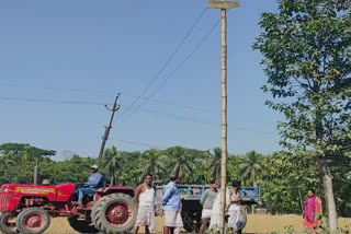 ৰঙিয়াত বাঁহৰ খুটাৰে বিদ‍্যুৎ বিভাগে যোগান ধৰিছে বিদ‍্যুৎ