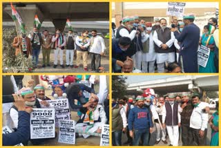 Congress supporter protested against Delhi government at different flyovers in Delhi