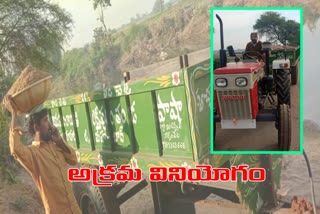 illegal sand transport in village panchayat tractors
