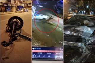 collide  between Car and bike in bangalore