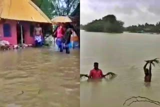 Floodwaters entering the house