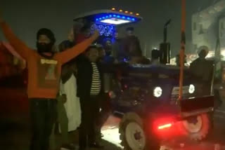 A tractor with DJ system was spotted at Delhi-Haryana border during farmers' protest in Singhu last night.