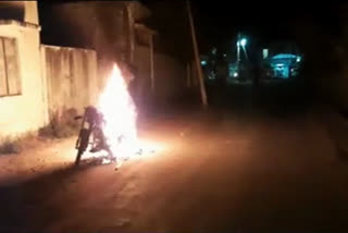 fire on two-wheeler