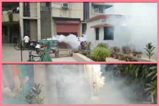 Fogging is being done in the societies of Patparganj ward of Delhi to prevent malaria.