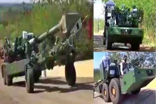 Made in India Howitzer Advanced Towed Artillery Gun System undergoing trials in Ahmednagar, Maharashtra.