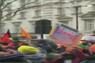 London Police in full force giving protection to Indian High Commission