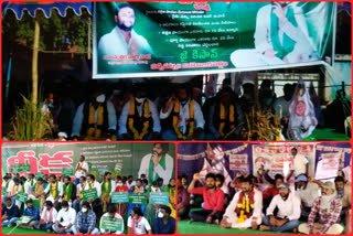 janasena followers hunger strike at vishakapatnam on supporting farmers about compensation