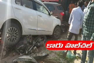 Car crash in  Two-wheeler wrecked in Armor town nizamabad dist