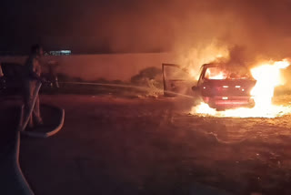 two cars burn at fire accident in tenali guntur district