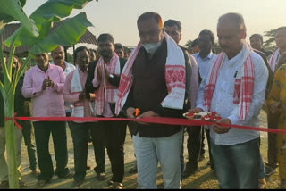 minister ranjit dutta laid foundation of community hall