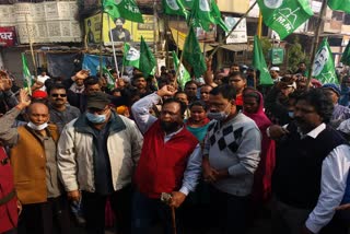 jmm and congress party protest in giridih