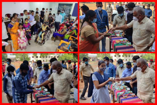 Tools for the disabled ... Distribution of masks to students