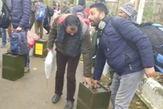 the polling parties were dispatched to their respective polling stations in tral jammu and kashmir
