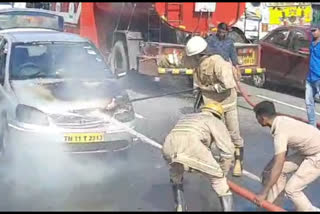 Suddenly the car caught fire near chennai