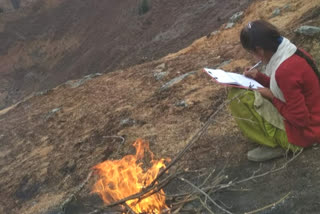 Students of Chamba district while writing for second term examinations