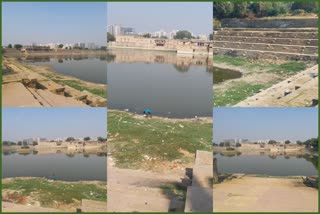 A pile of dirt in the historic Roza Talab of Ahmedabad