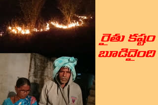 Unidentified persons set fire to the sesame crop in nagar kurnool dist