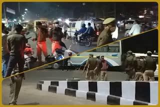 Noida Police doing duty in cold open sky