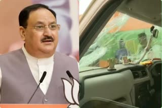 Stones hurled at J P Nadda's convoy