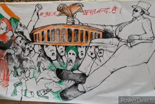 protest against new agricultural laws by painting in moradabad uttar pradesh