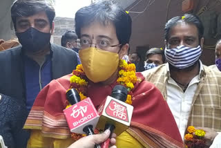 AAP MLA Atishi laid the foundation stone for laying water pipeline in Govindpur