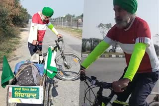 Punjab farmer covers over 200 km on bicycle to join farmers' protest in Delhi