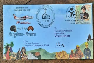 Special postal envelope commemorating the Mangaluru - Mysuru airline service