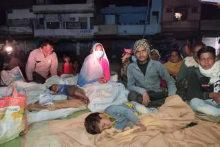 Villagers sitting on strike in protest against Tehsildar in Ghuwara of Chhatarpur