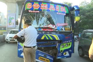 two travels buses collide with each other in hyderabad
