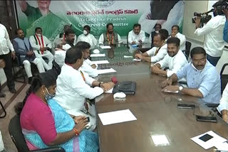 congress review meeting in gandhi bhavan regarding khammam warangal elections