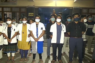 junior doctors protest at rims in adilabad