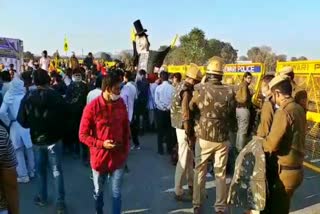 farmers protest at haryana rajasthan border