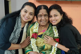 Senior actress MN Lakshmi Devi celebrating birthday with granddaughter