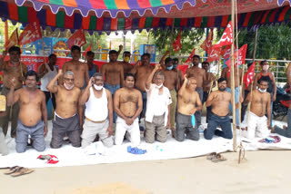 protest of krishnapatnam port workers in nellore district