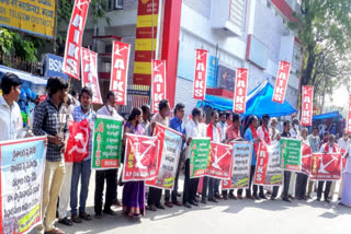 Farmers unions protest in kadapa district