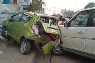 car destroyed in gannavarm krishna district