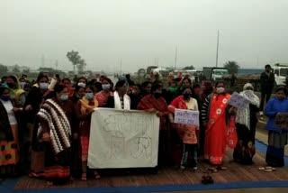 Women sitting on strike