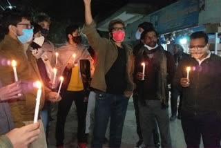 jamia students staged a candlelight march at batla house on anniversary of jamia violence
