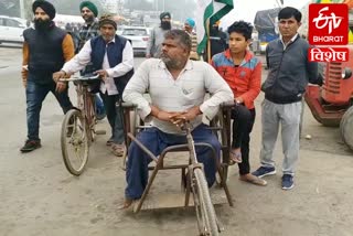 Divyang farmer Joginder protest Singhu border