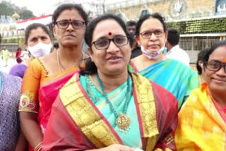 State Women's Commission Chairperson Vasireddy Padma visited Thirumala temple