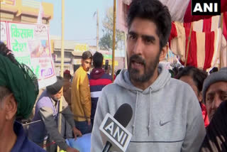 Fight is against three farm laws  boxer Vijender Singh  കാര്‍ഷക പ്രക്ഷോഭം കാര്‍ഷിക നിയമങ്ങള്‍ക്കെതിരെ  കാര്‍ഷിക നിയമങ്ങള്‍ക്കെതിരെ കാര്‍ഷക പ്രക്ഷോഭം  വിജേന്ദര്‍ സിങ്