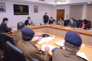 Chief Minister Sarbananda Sonawal with Home and Border Security and Development Department in the meeting