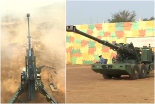 ATAGS Howitzer gun firing at the Balasore test-firing range in Odisha