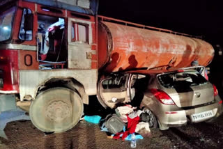 father-and-son-died-when-car-hits-oil-tanker-in-rangareddy-district