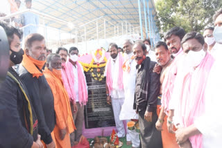 Srinivas Gowda laid the foundation stone for the temple at mahabubnagar